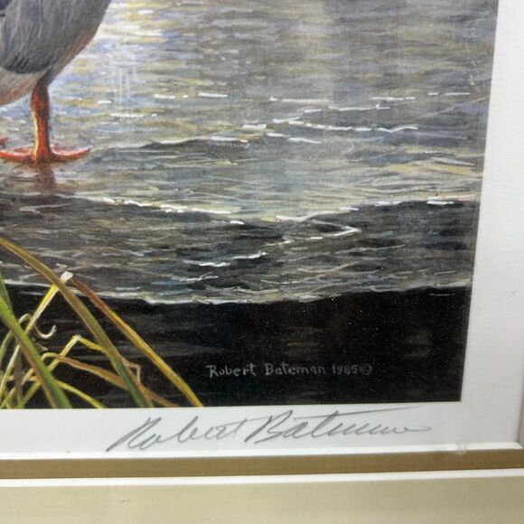 ROBERT BATEMAN 1985 Mallard Duck Pair-Signed/Framed Limited Edition Print+Stamps - Picture 6 of 16